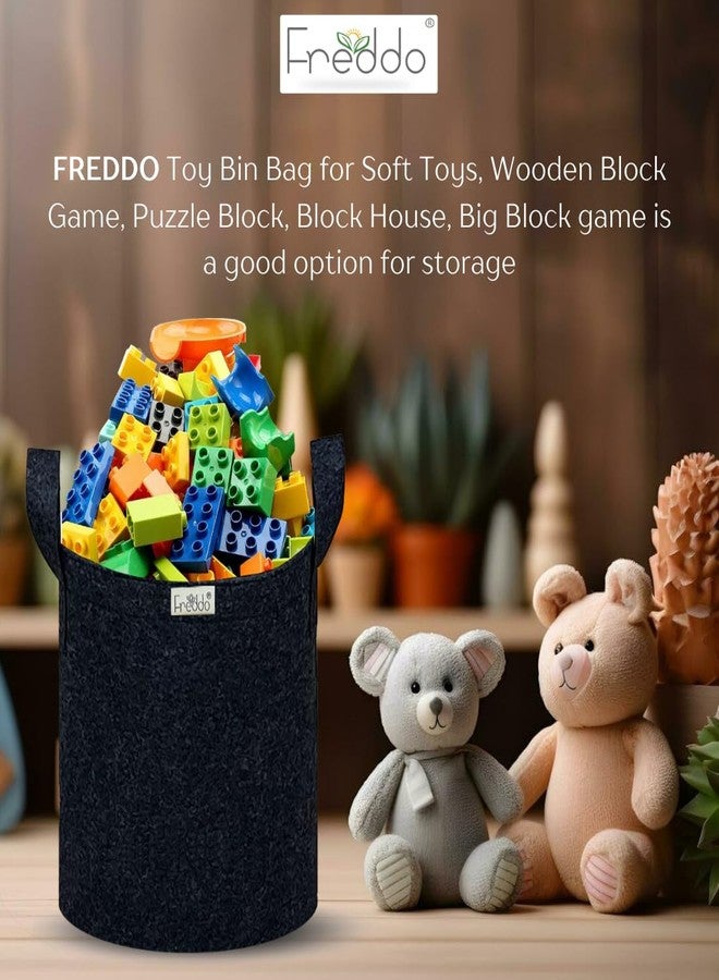FREDDO - Storage Bins Foldable & Convenient Felt Fabric Storage Organizer for Loundry, Toys, Clothes, Books, Color- Black - Pack of 3 Pcs - Image 3